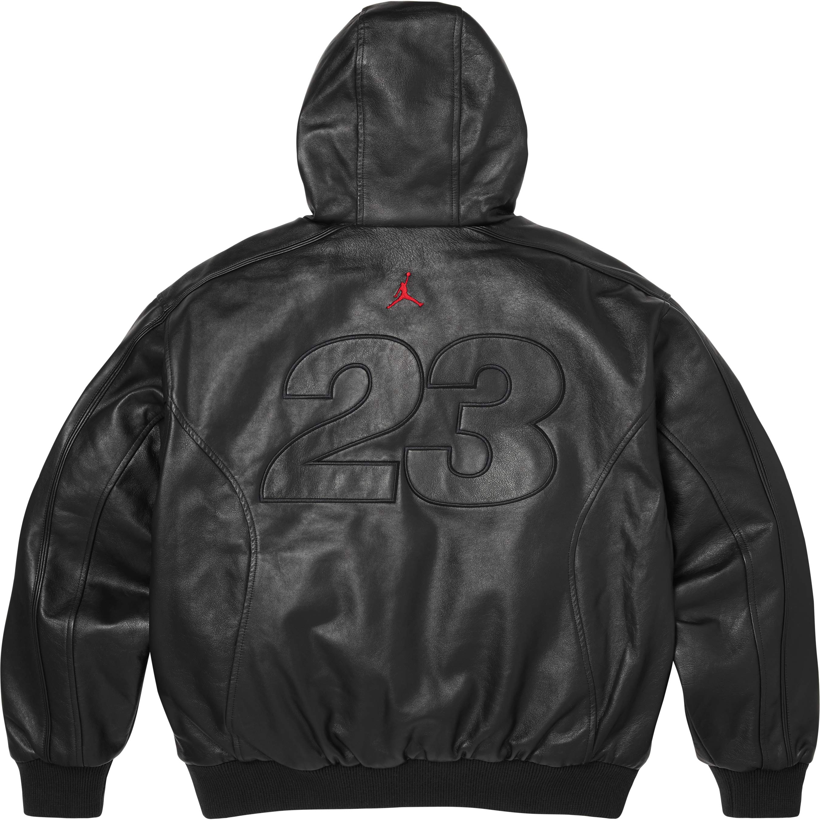 Supreme®/Jordan® Hooded Leather Jacket view 14